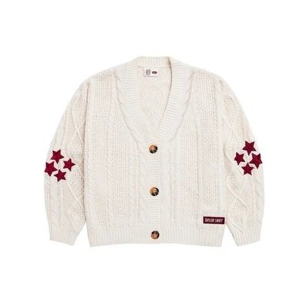 Taylor Swift Red Taylor's Version Cardigan Cream Maroon Stars XL/2XL Official